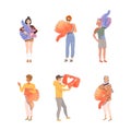 People Characters Holding Thumb Up and Down Sign as Notification of Approval and Disapproval Vector Illustration Set Royalty Free Stock Photo