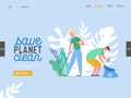 People Characters Removing Trash from Planet. Characters Cleaning Earth Surface. Recycling and Ecology, Saving Planet Concept