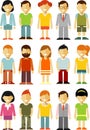 People characters stand set in flat style isolated on white background