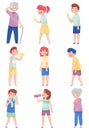 People Characters Suffering From Hot Weather Vector Illustrations Set