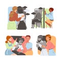 People Characters Supporting and Comforting Sad Friends with Problems Vector Set