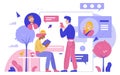 People chatting by gadgets in social network flat vector illustration. Online communication, business chat bubbles, love Royalty Free Stock Photo