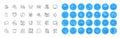 People chatting, Intersection arrows and Inspect line icons pack. For web app. Color icon buttons. Vector