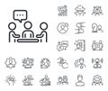 People chatting line icon. Business seminar sign. Specialist, doctor and job competition. Vector