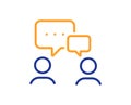 People chatting line icon. Business seminar sign. Vector