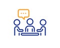 People chatting line icon. Business seminar sign. Vector