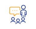 People chatting line icon. Business seminar sign. Vector