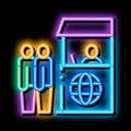 people on check control neon glow icon illustration