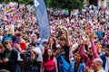 People cheering as Liverpool Pride gets underway at St George's Hall