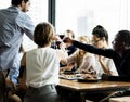 People cheers a wine glasses together Royalty Free Stock Photo