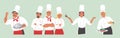People in chef uniform showing different hand gestures expressing feelings and emotions, vector isolated illustration.