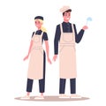 People chefs set cooking and working at the restaurant. Female and male