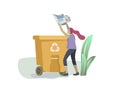 People and children Recycle Sort organic Garbage in different container for Separation to Reduce Environment Pollution