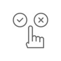 People choice yes and no buttons, positive, negative, like or dislike line icon.