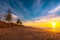 People at Christies Beach during beautiful sunset Royalty Free Stock Photo