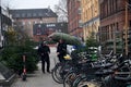 People christmas shoppers at tree vendor in Copenhagen