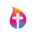 People church drop shape concept vector logo design template.