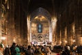 People on church service in Strasbourg Cathedral Royalty Free Stock Photo