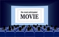 People in the cinema hall vector illustration.