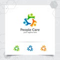 People circle logo design vector with concept of social human icon illustration for community, organization, and humanity