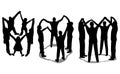 People circle silhouette Royalty Free Stock Photo