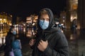 People in city wearing face masks, protection fromvirus epidemics Royalty Free Stock Photo