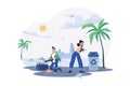 People Are Cleaning Up Trash On The Beach Royalty Free Stock Photo