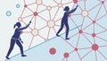People Climbing Digital Network Vector Concept for Growth and Teamwork, vector design Generative AI Royalty Free Stock Photo