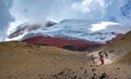 People climbing down the Cotopaxi volcano