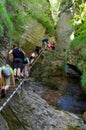 People are climbing in Slovak Paradise