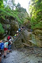 People are climbing in Slovak Paradise