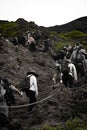 People climbing to Fuji mountain summit