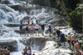 People climbing up Dunn`s River Falls, Jamaica