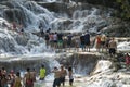 People climbing up Dunn`s River Falls, Jamaica