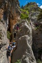 People doing via ferrata in Serre Chevalier