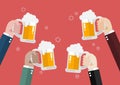 People clinking beer glasses