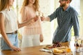 People clinking glasses with wine or champagne. Happy cheerful friends celebrate holidays, meeting. Close up shot of Royalty Free Stock Photo