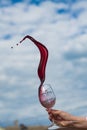 People clinking glasses with wine on the summer terrace of cafe or restaurant