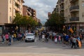 People closing the streets because of the result of the sentence of 2017 Catalan independence referendum