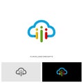 People Cloud Logo Design Concept Vector. Modern Cloud Man Logo Template Vector Royalty Free Stock Photo