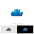 People Cloud Logo Design Concept Vector. Modern Cloud Man Logo Template Vector Royalty Free Stock Photo
