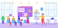 People on coaching training vector illustration, cartoon flat trainer coach character teaching group students in Royalty Free Stock Photo