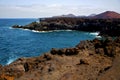 People coastline stone volcanic spain water in lanzarote Royalty Free Stock Photo