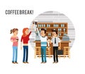 People coffee break shop icon.Vector graphic