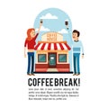 People coffee break shop icon.Vector graphic