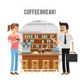 People coffee break shop icon.Vector graphic