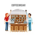 People coffee break shop icon.Vector graphic