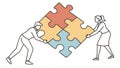 People Collaborating to Complete Jigsaw Puzzle, vector design Generative AI Royalty Free Stock Photo