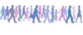 People of color group walk follow direction leader Royalty Free Stock Photo