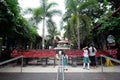 People and red candles at the Basilica del Santo Nino in Cebu City, Philippines